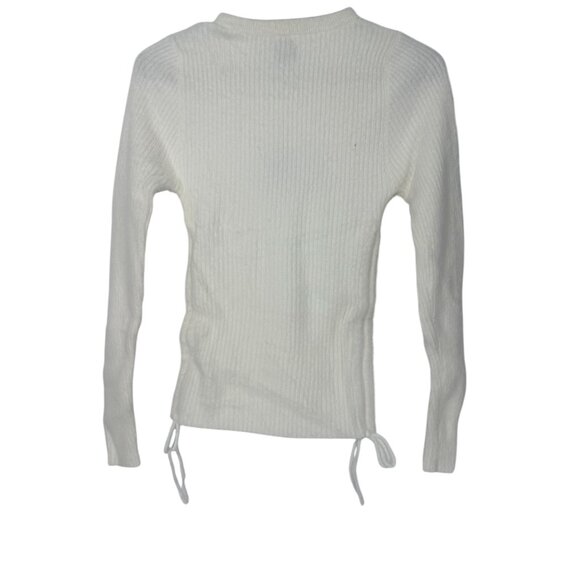 🕊️ NWT Princess Polly White Ribbed Drawstring Side Knit Top M 🕊️ - Picture 3 of 7